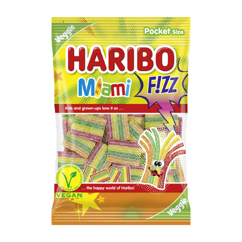Haribo Miami Fizz candy package on a white background