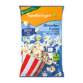 Seeberger salted microwave popcorn packaging on a white background