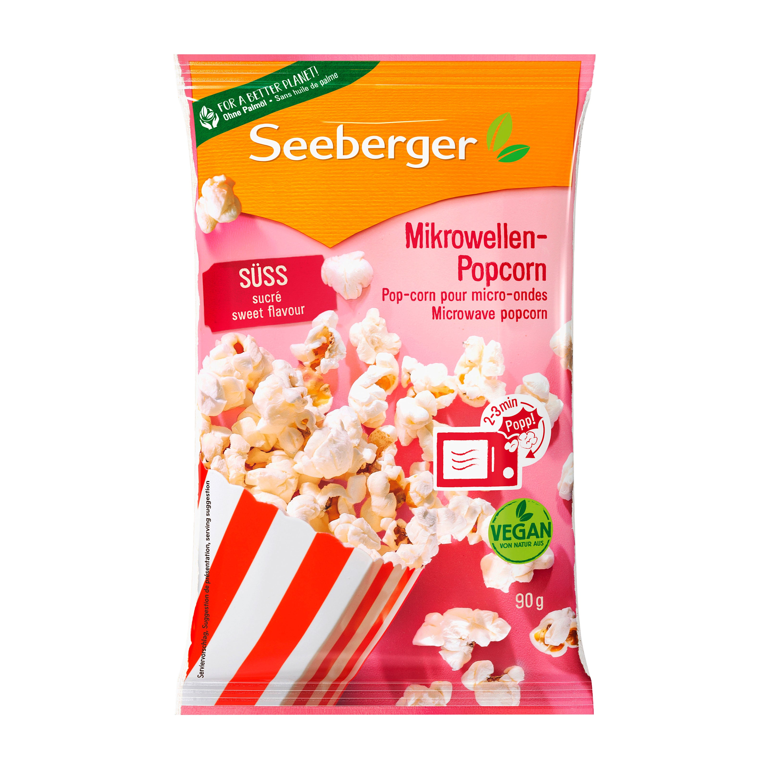 Seeberger Popcorn pour micro-ondes, saveur sucrée, 90 g