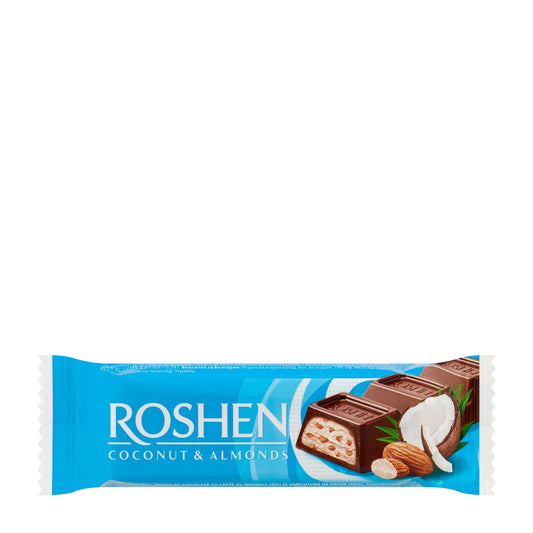 Roshen Milchschokoladenriegel mit Kokosnuss und Mandeln, 29 g