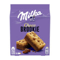 Packaging of Milka Choco Brookie showing the product name with an image of chocolate brookie cakes on the front.