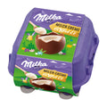 Milka Egg & Spoon Milk Cream packaging, featuring a chocolate egg and cream filling illustration