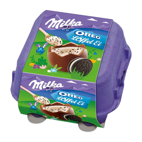 Milka Egg & Spoon Oreo packaging on a white background