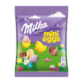 Milka mini eggs packaging with Easter-themed design on a white background