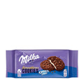 Packaging of Milka Sensations Cookies Oreo Creme showing the product name, image of the cookies, and the Milka logo.
