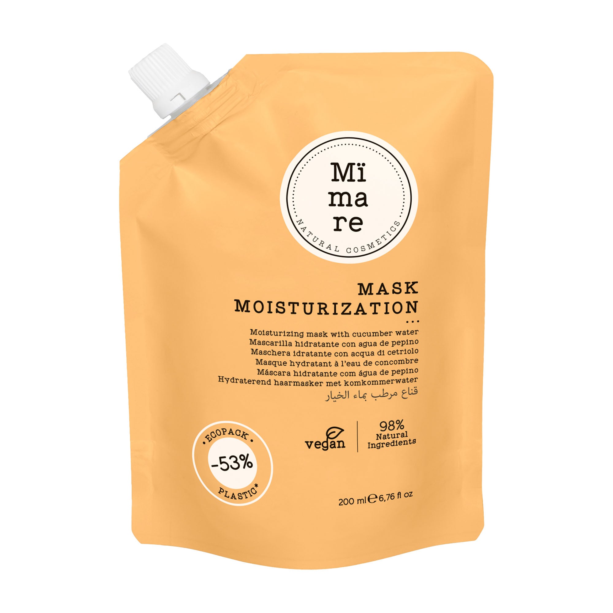 Orange pouch of Mimare Moisturization Hair Mask on a white background