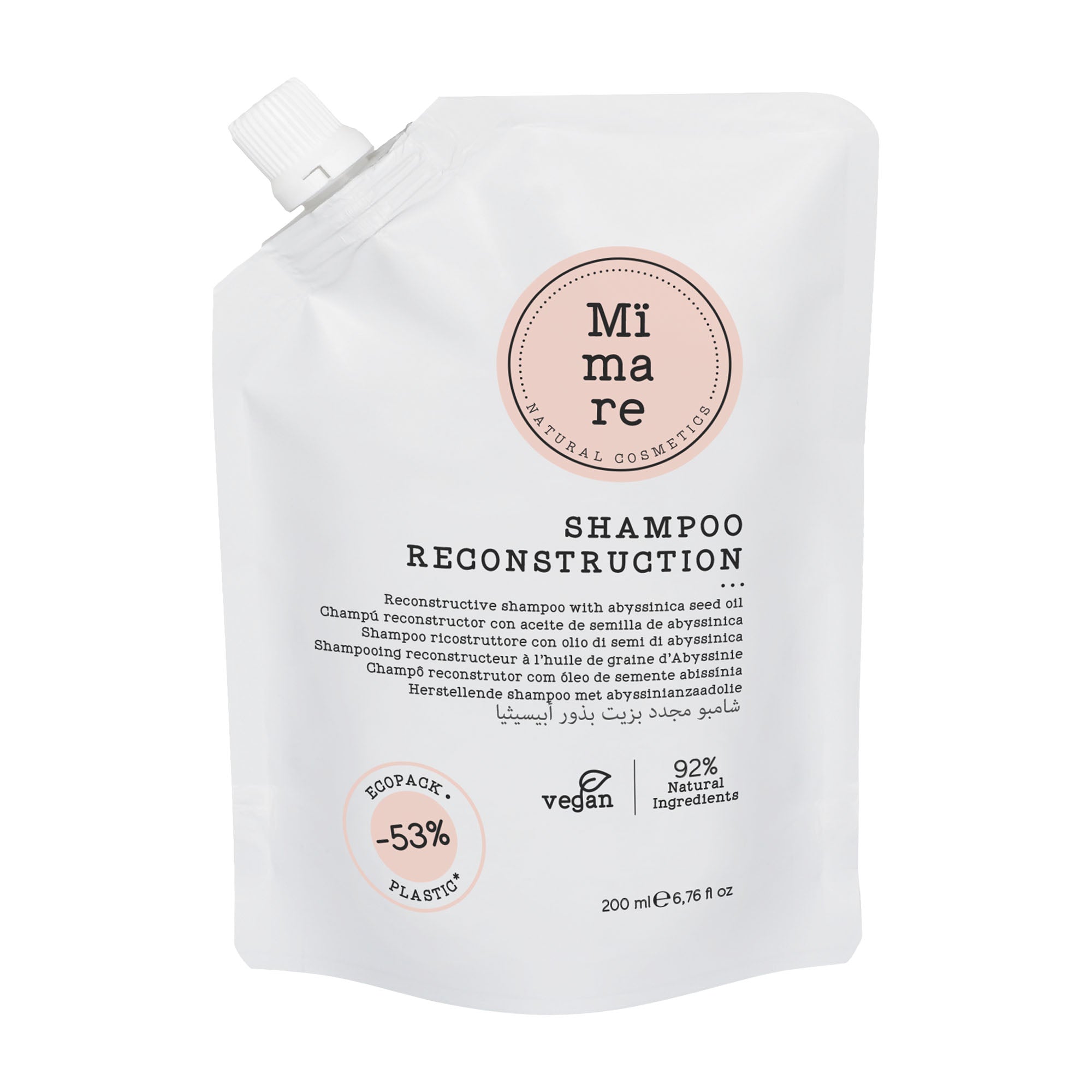 Mimare Reconstruction Shampoo pouch on a white background