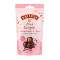 Pink bag of Baileys Mini Delights Strawberry & Cream on white background.