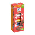 A box of Ritter Sport Mini colorful mix tower, featuring nine individually wrapped filled mini bars, displayed against a white background.