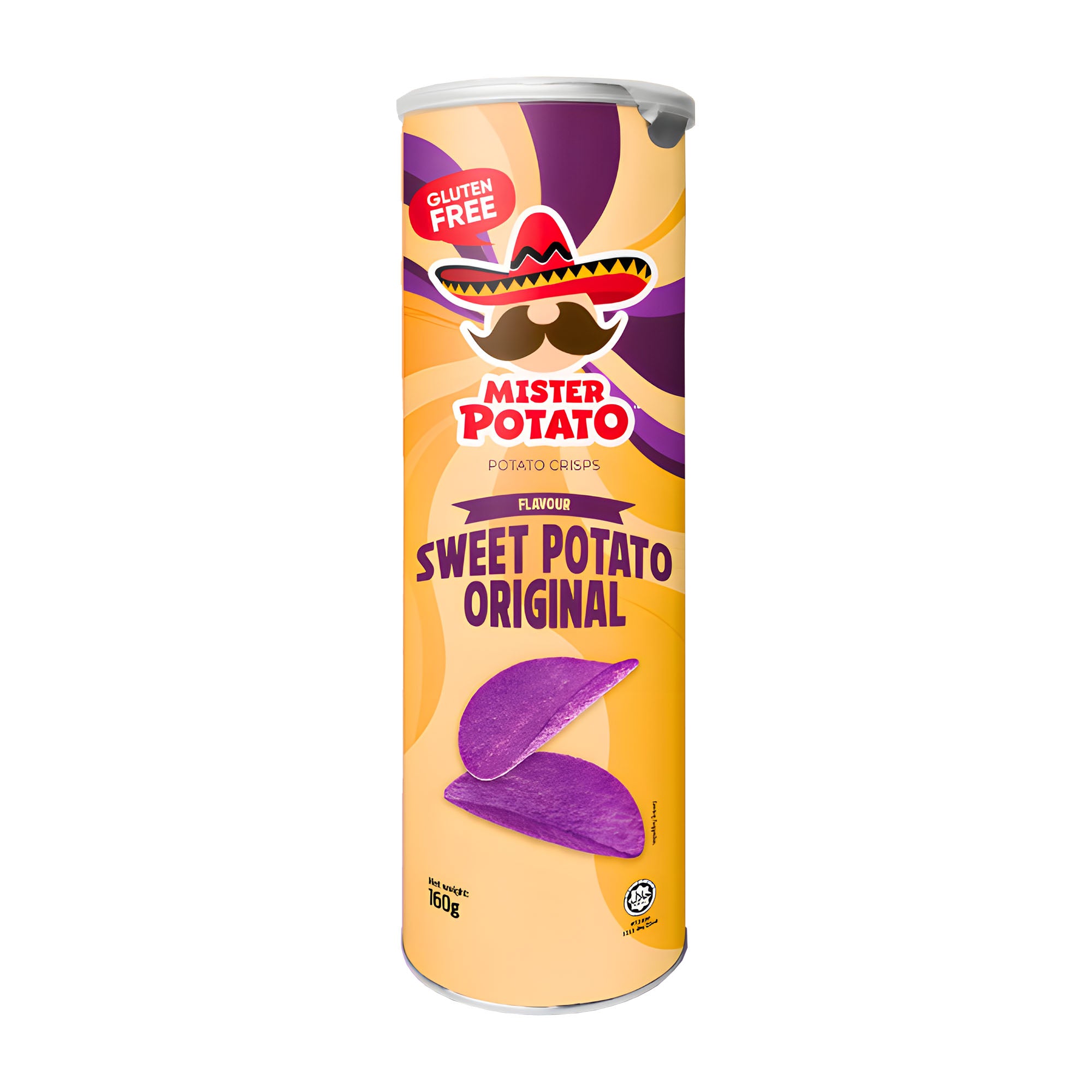 Mister Potato sweet potato crisps packaging on a white background