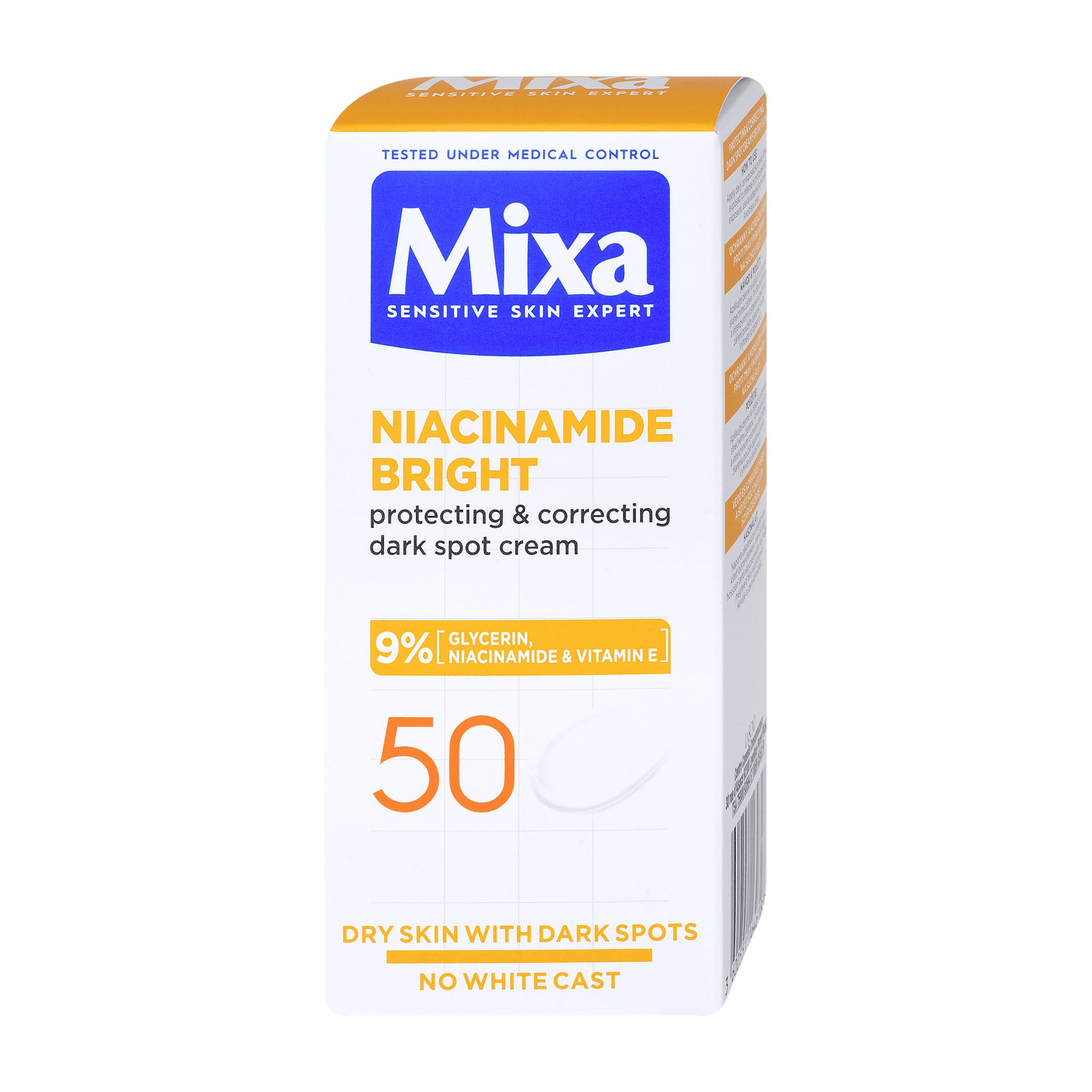 Mixa Niacinamide Bright protecting & correcting spf50 dark spot cream, 50 mL