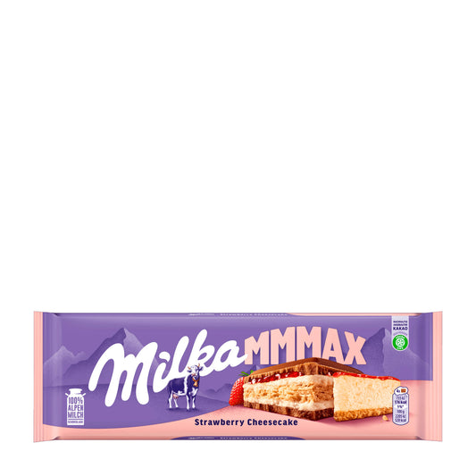 Milka MMMAX Strawberry Cheesecake Milk Chocolate Bar, 300 g