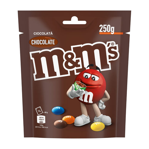 M&M's chocolate package with a red M&M character on a white background