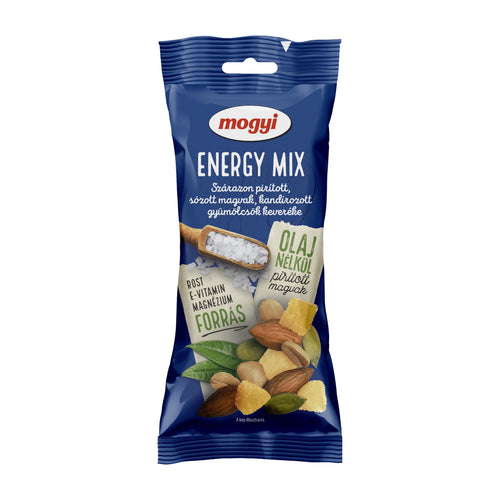 Mogyi Energy Mix nuts & candied fruits package on a white background