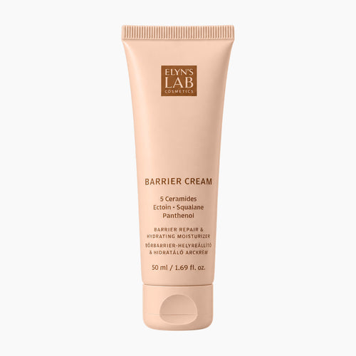 A single tube of Elyn's Lab Cosmetics Barrier Cream Barrier Repair & Hydrating Moisturizer in a light peach-beige color, centered on a clean white background.