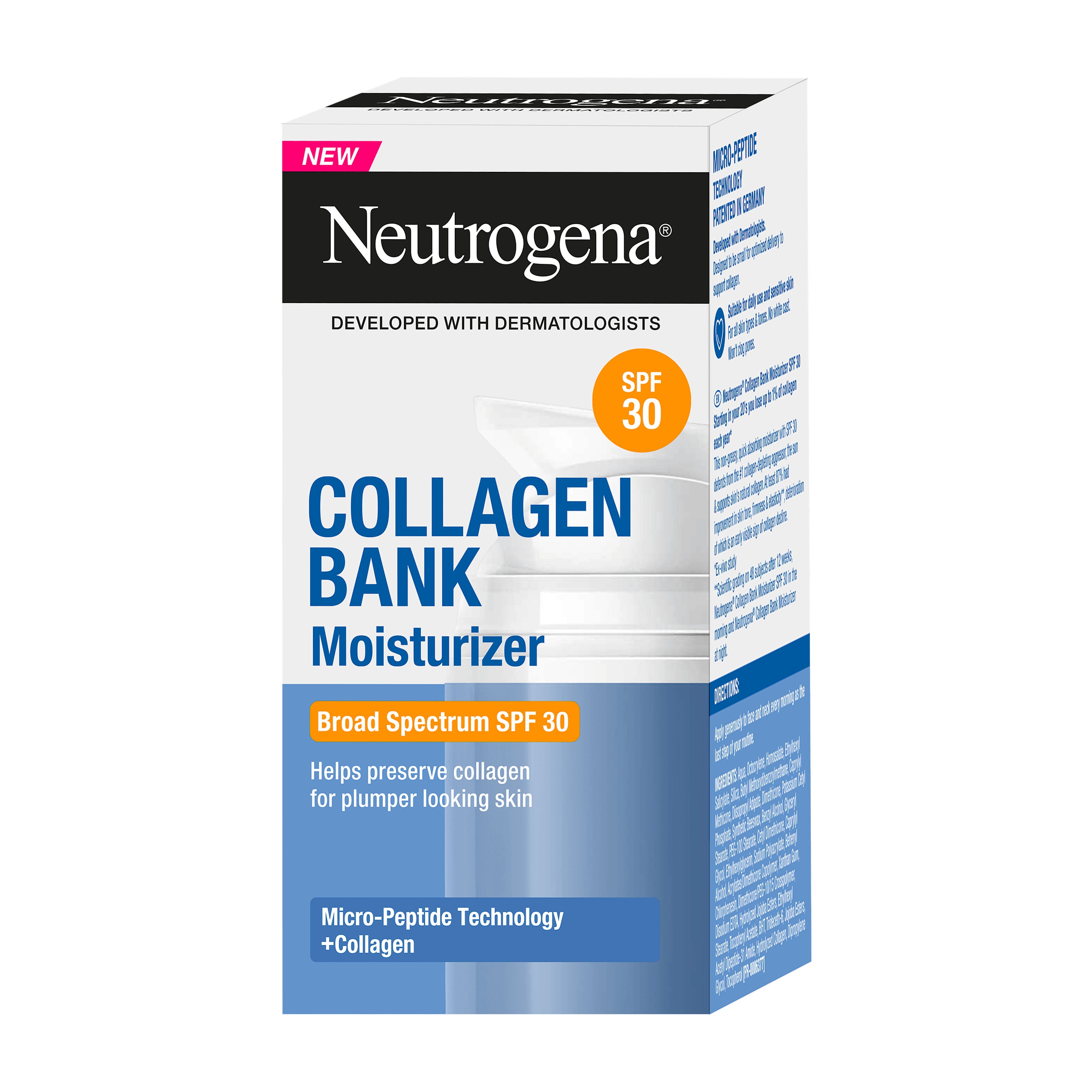 Neutrogena Collagen Bank Moisturizer SPF 30 packaging on a white background