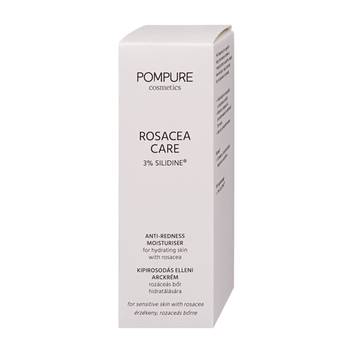 Pompure Rosacea Care Anti-Redness Moisturizer packaging on a white background.