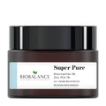 Biobalance Super Pure face gel cream moisturizer jar on a white background