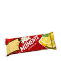 Moments Lemon wafer bar packaging with lemon and wafer images on a white background