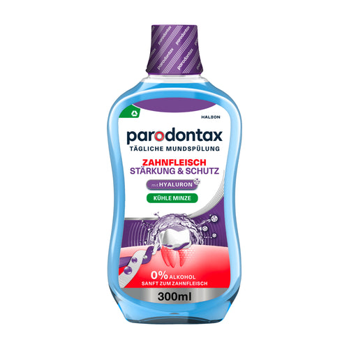 Parodontax Gum Strengthen & Protect mouthwash bottle on a white background