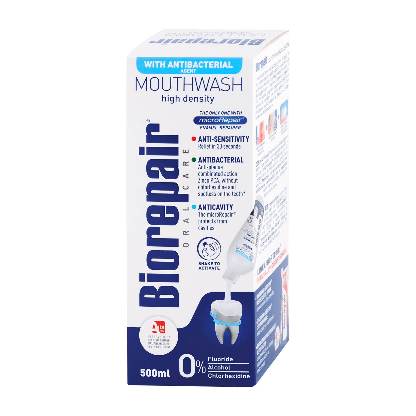 Biorepair High Density alcohol-free mouthwash, 500 mL