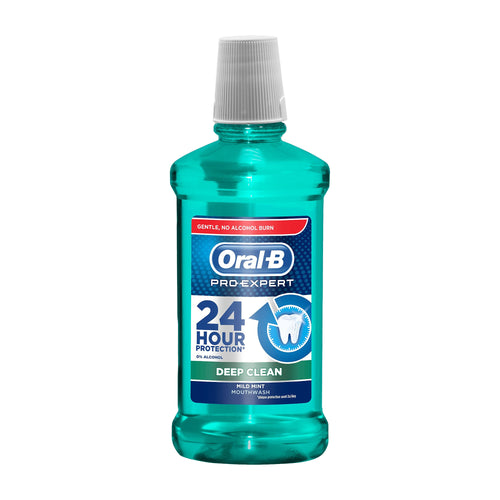 Bottle of Oral-B Pro-Expert 24h Deep Clean mouthwash on a white background