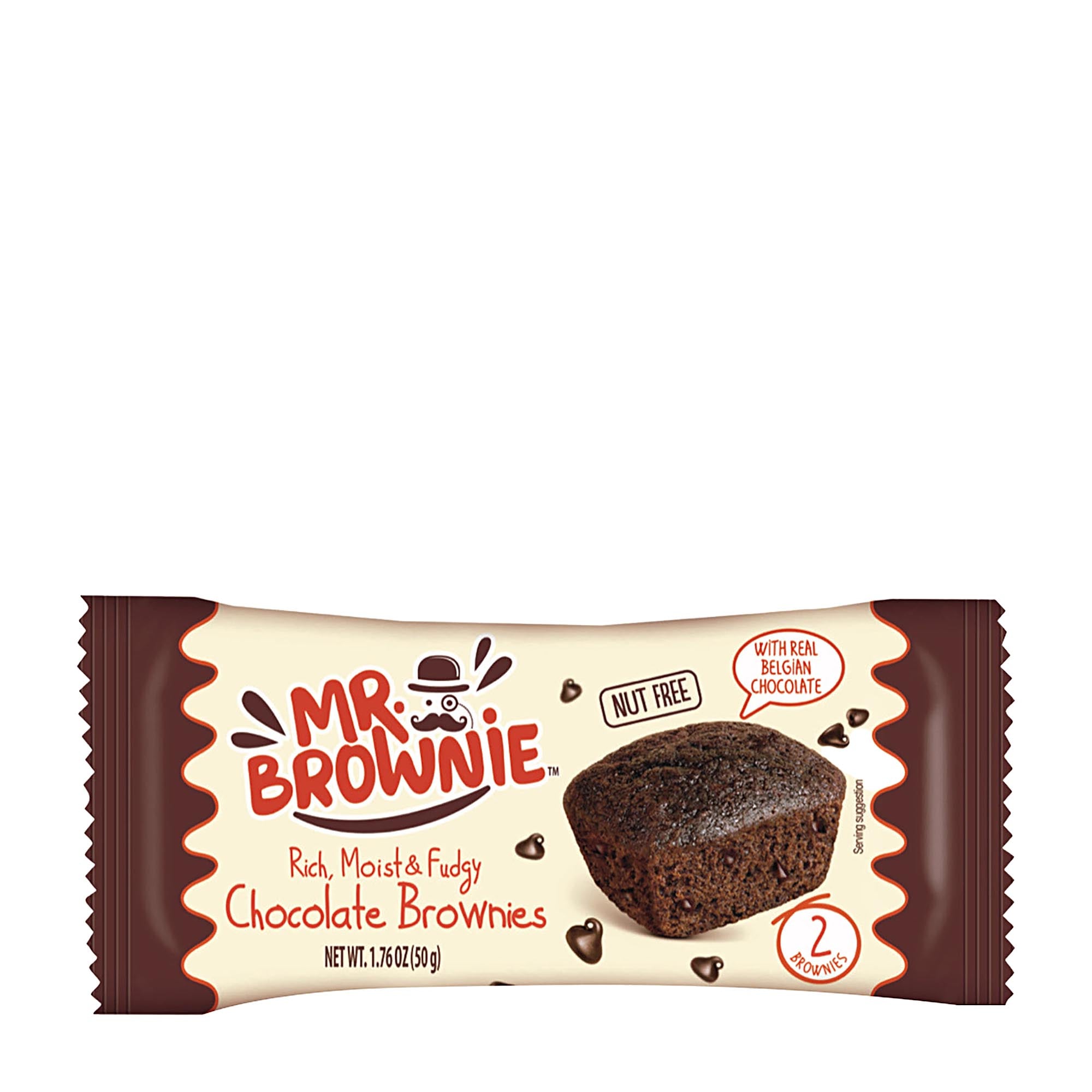 Mr Brownie chocolate brownies packaging on a white background