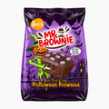 A purple bag of Mr Brownie Halloween Brownies on a light gray background.