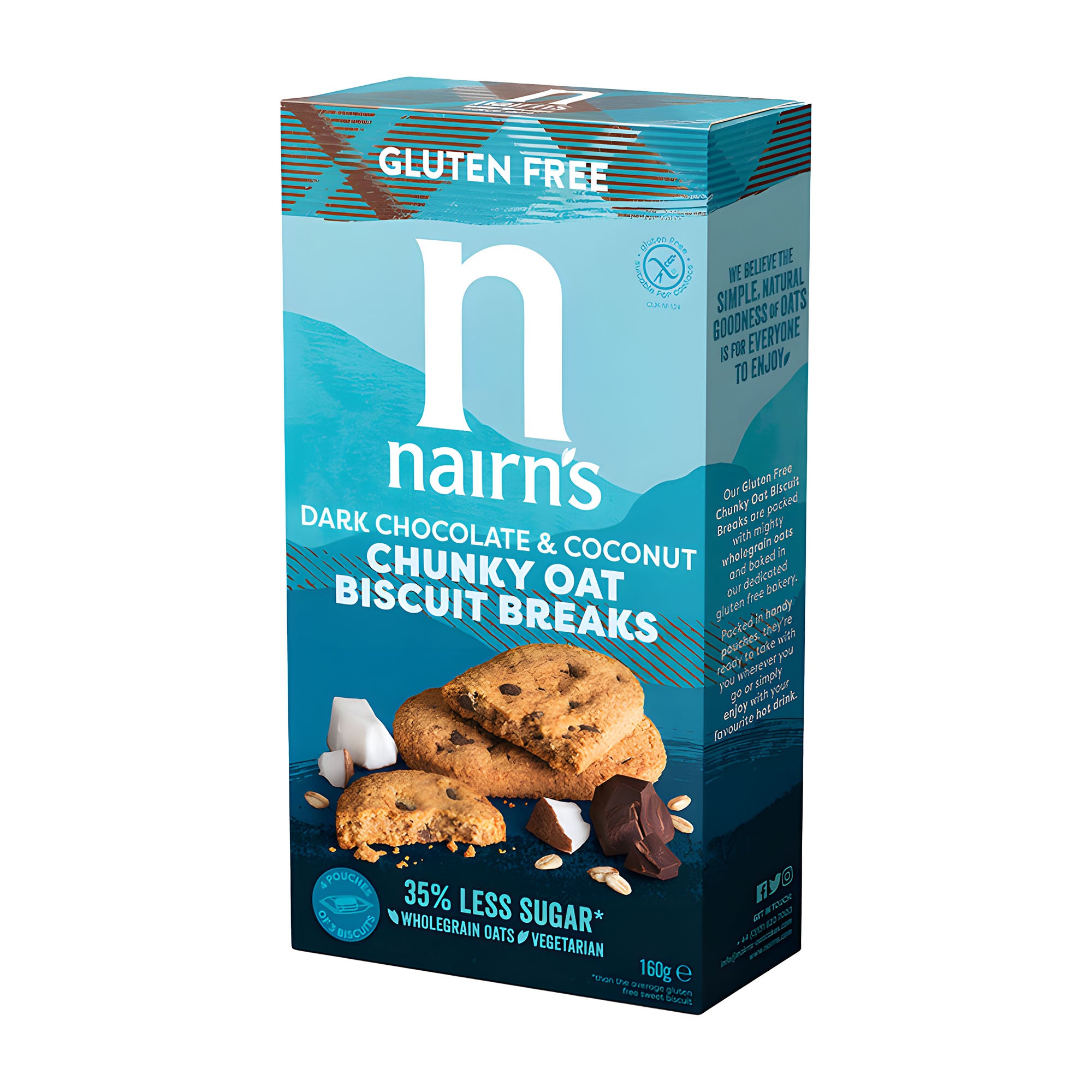 nairn's Dark Chocolate & Coconut gluten-free chunky oat biscuits, 160 g