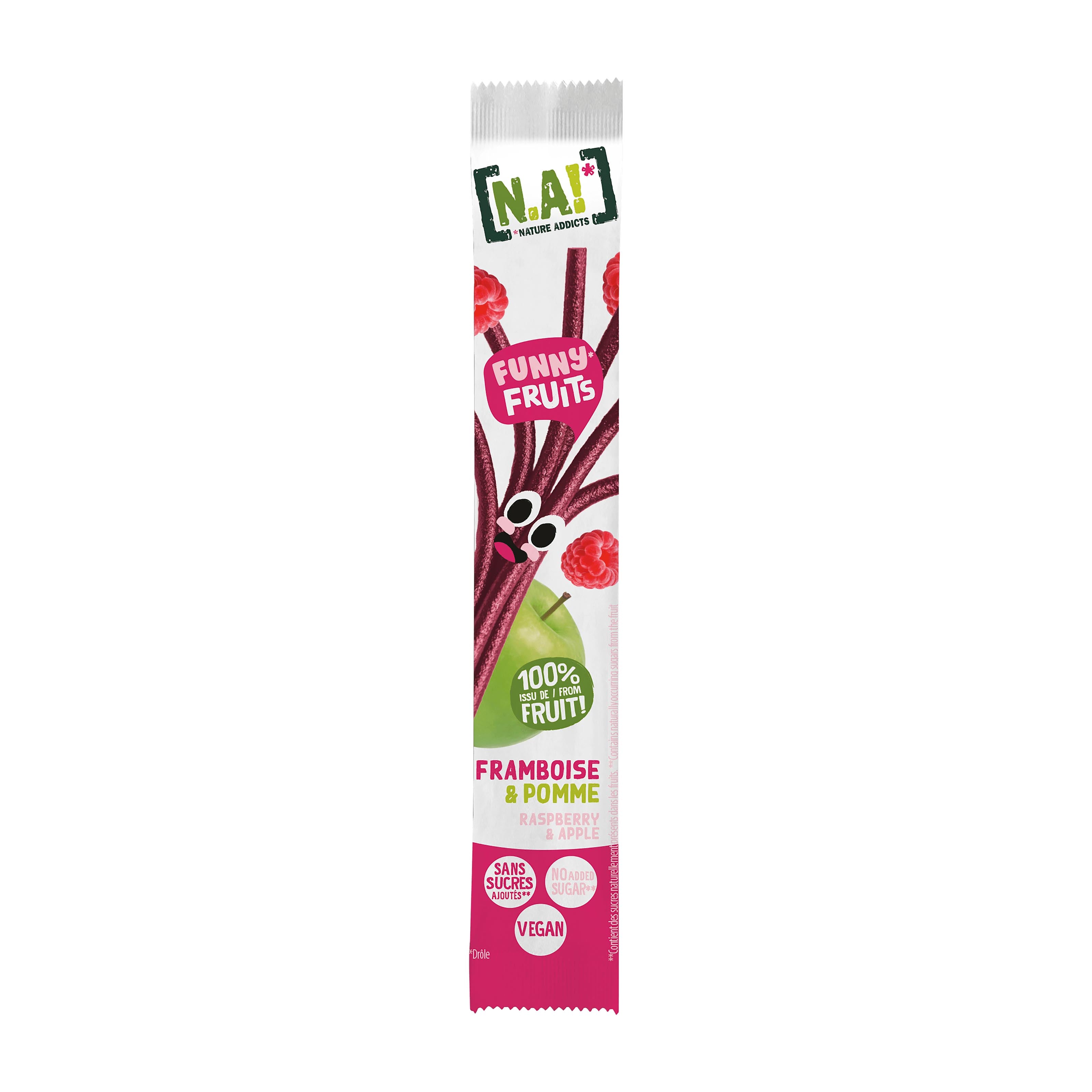 N.A Nature Addicts Funny Fruits Raspberry & Apple on a white background