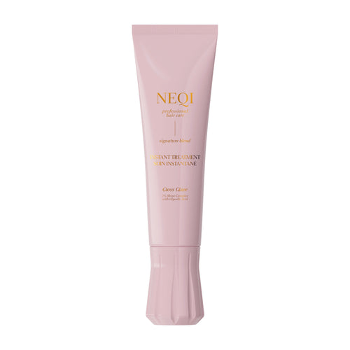 Pink Treatment Treasure Gloss Glaze tube with NEQI branding on a white background