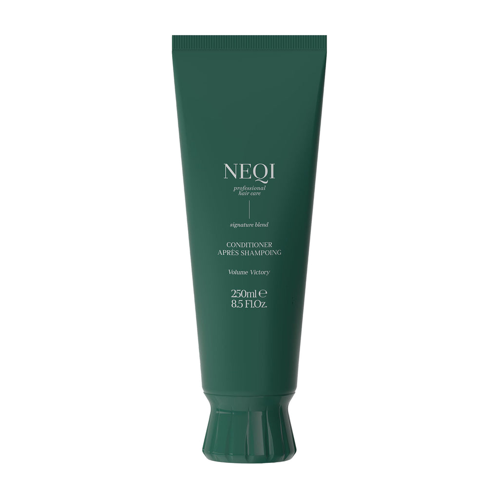 Green tube of NEQI Volume Victory conditioner on a white background