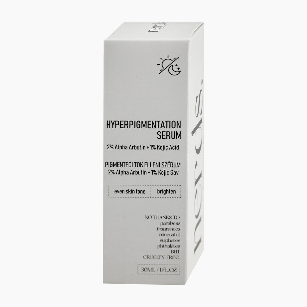 A tall rectangular box of nerds. Hyperpigmentation Serum, shown on a plain white background.