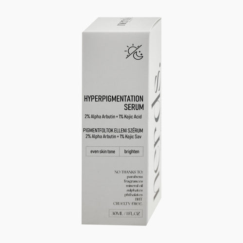 A tall rectangular box of nerds. Hyperpigmentation Serum, shown on a plain white background.