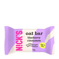 NICK'S oat bar with blueberry cinnamon flavor packaging on a white background