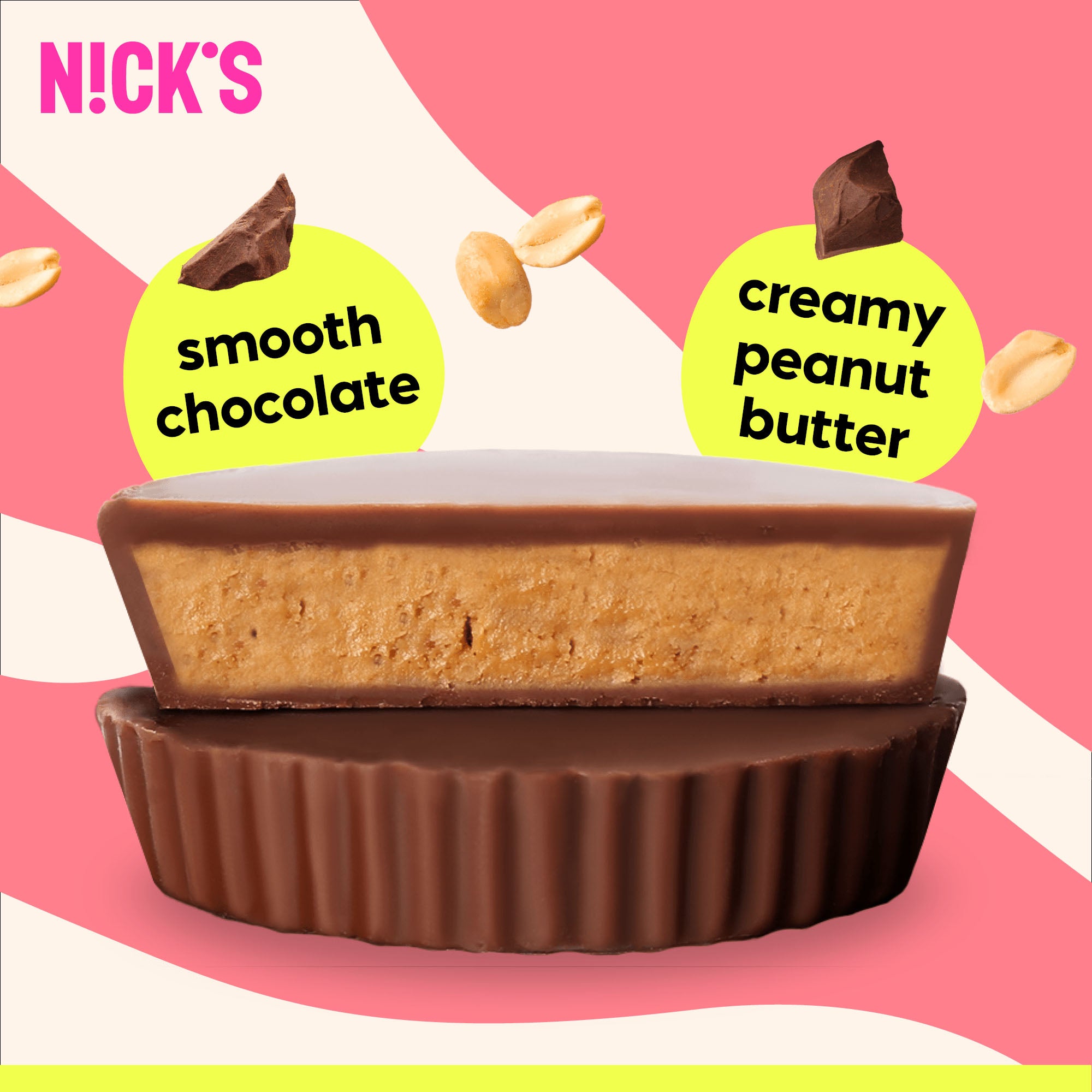 N!CK'S Cups au chocolat et beurre de cacahuète, 30 g