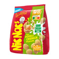 Packaging of Lorenz Nicnac's Sour Cream Style Double Crunch Peanuts with red and green design on a white background