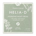 Helia-D hydrating night cream packaging with botanical design on a white background