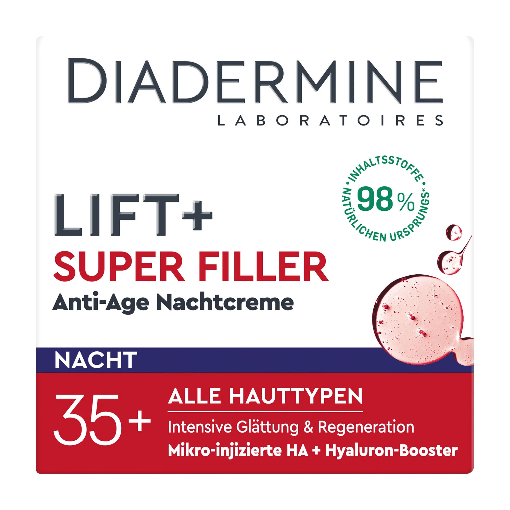 Diadermine Lift+ Super Filler Anti-Age Nachtcreme packaging on a white background