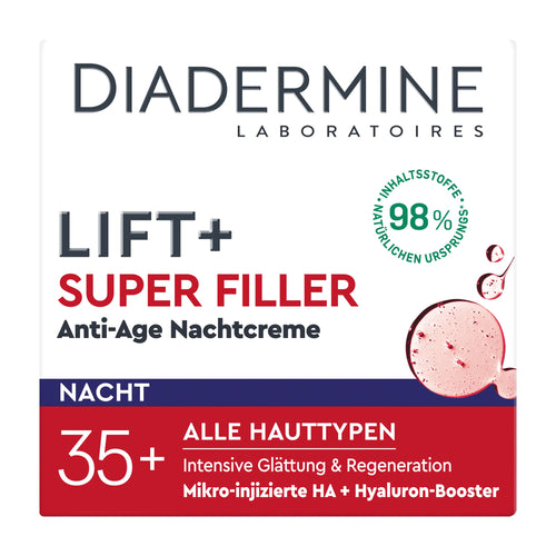 Diadermine Lift+ Super Filler Anti-Age Nachtcreme packaging on a white background
