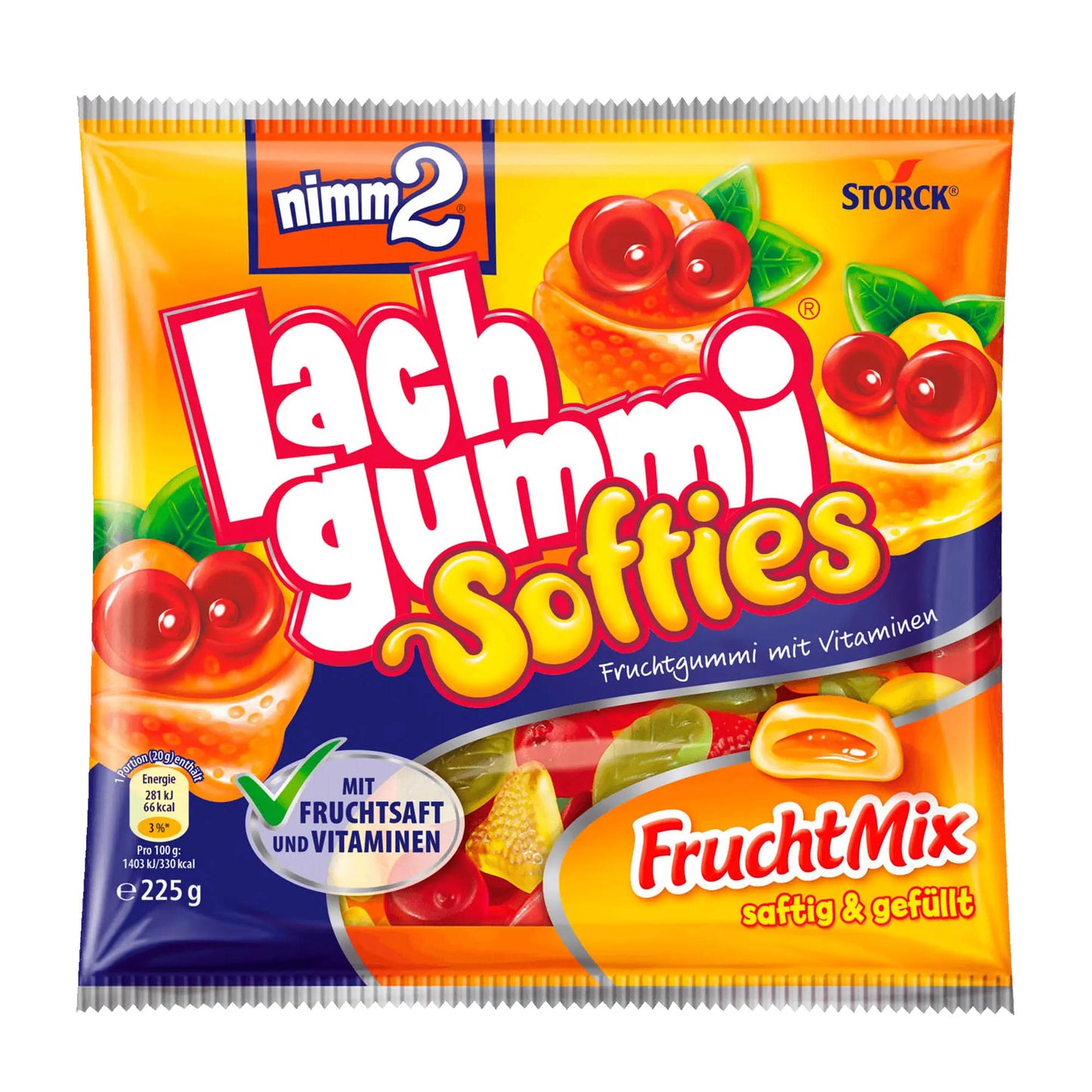 Nimm2 Lachgummi Softies Fruchtmix Gummibonbons, 225 g