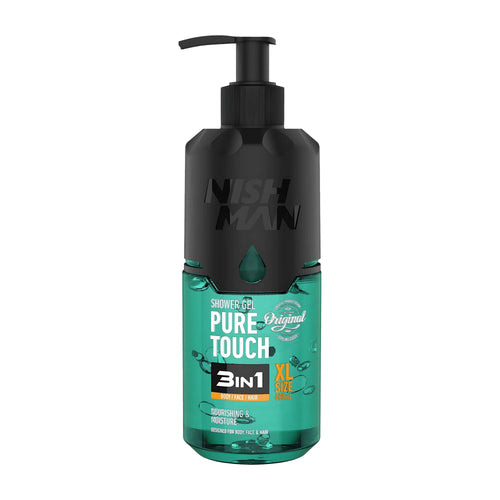 Nishman Pure Touch 3in1 shower gel bottle on a white background