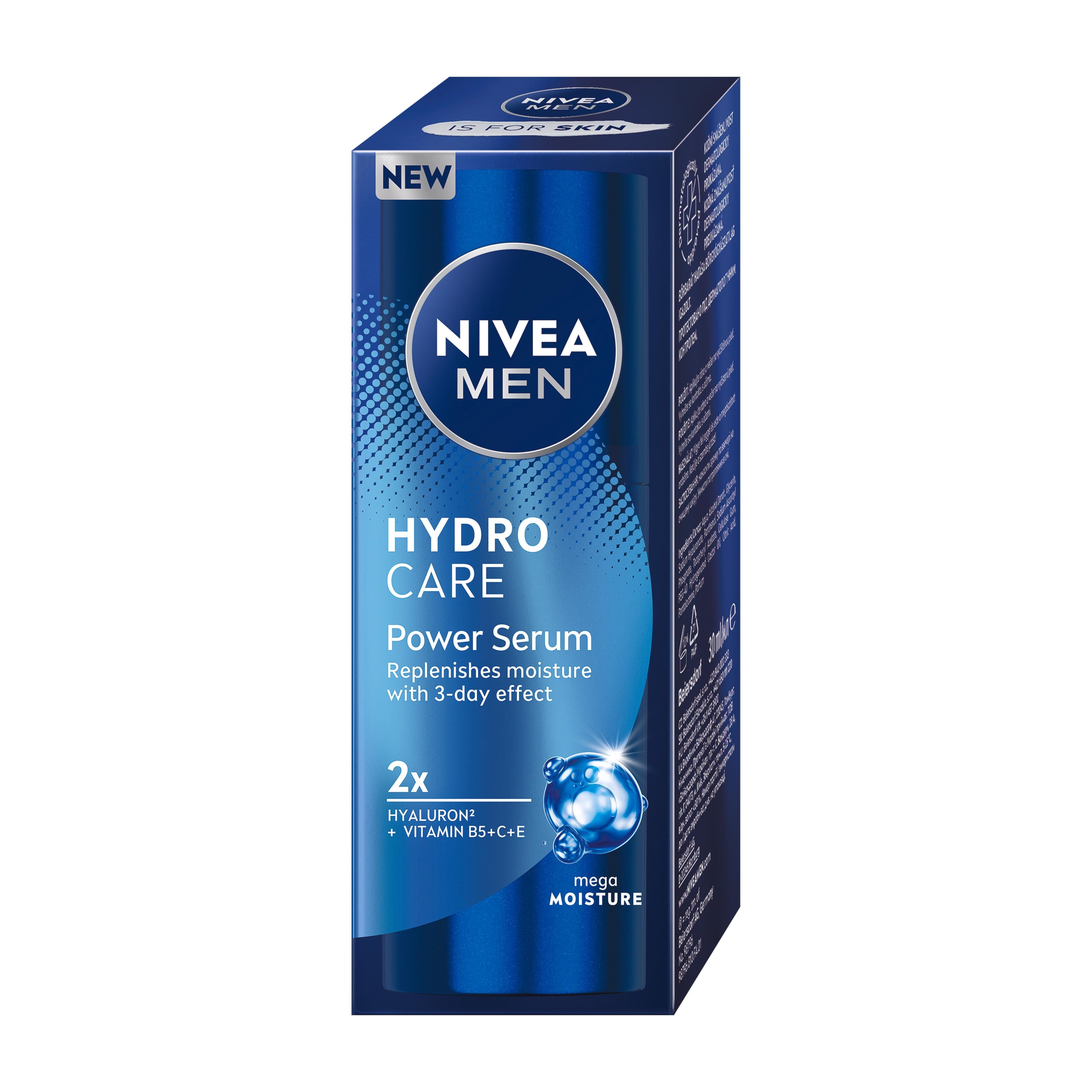 Nivea Men Hydro Care Power Serum face serum packaging on a white background.