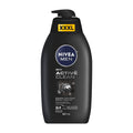 Nivea Men Active Clean XXXL shower gel bottle on a white background