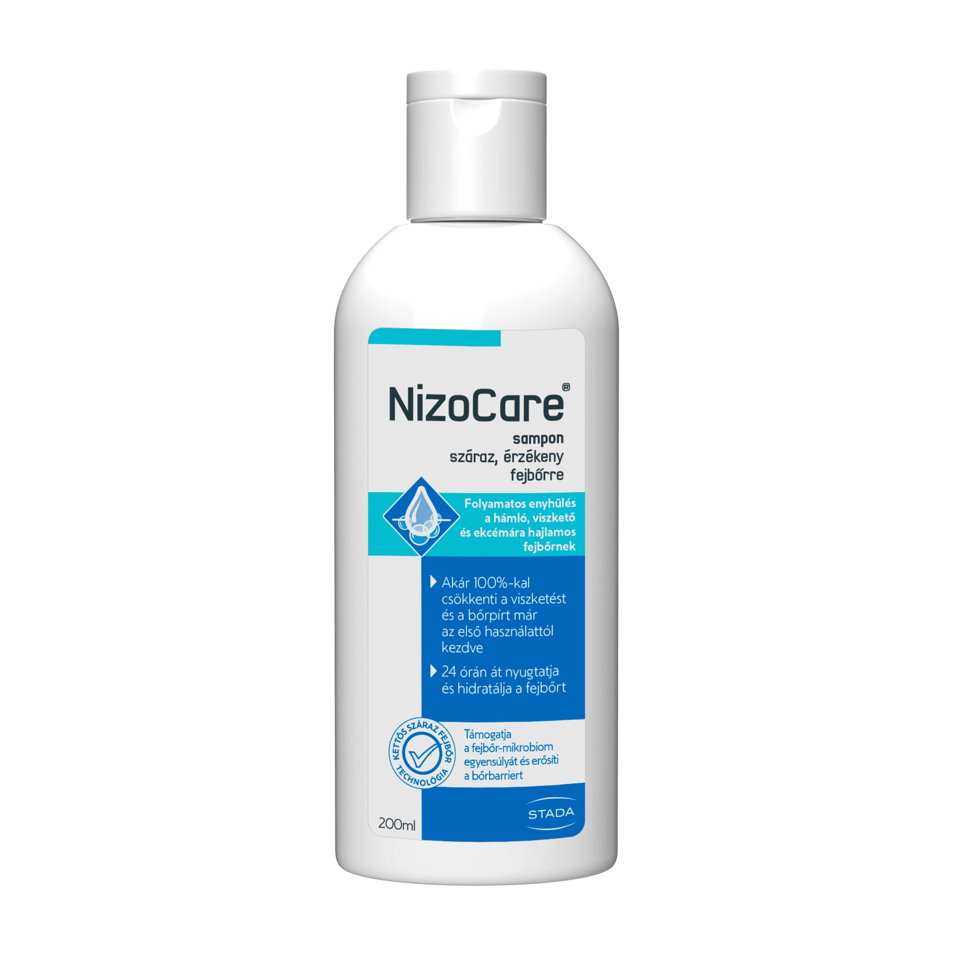 NizoCare shampoo bottle on a white background