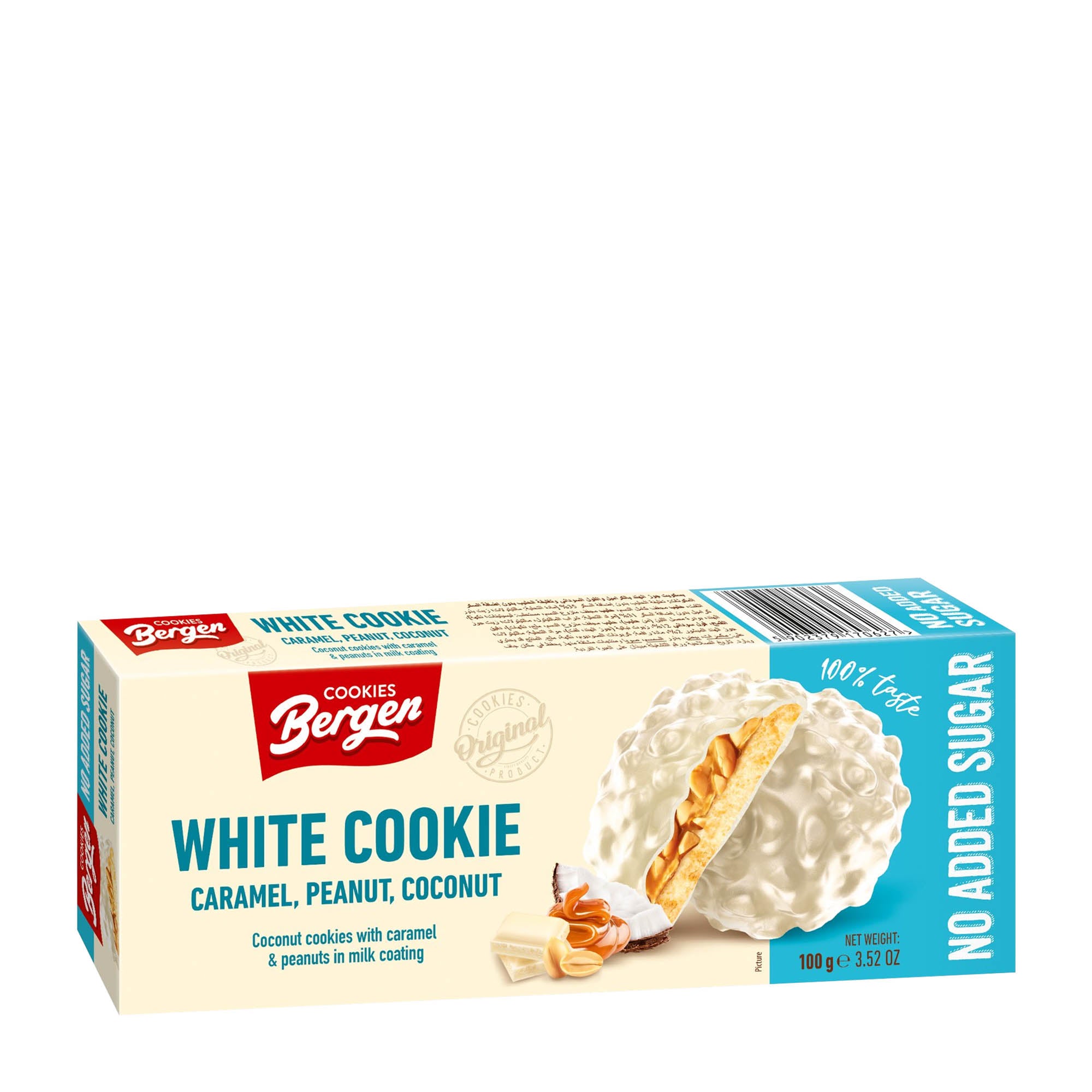 Bergen White Cookie packaging on a white background