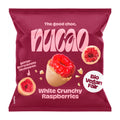 Nucao white crunchy raspberries packaging with red and pink design