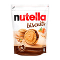 A package of nutella Biscuits with visible images of the biscuits and hazelnuts, indicating the flavor.