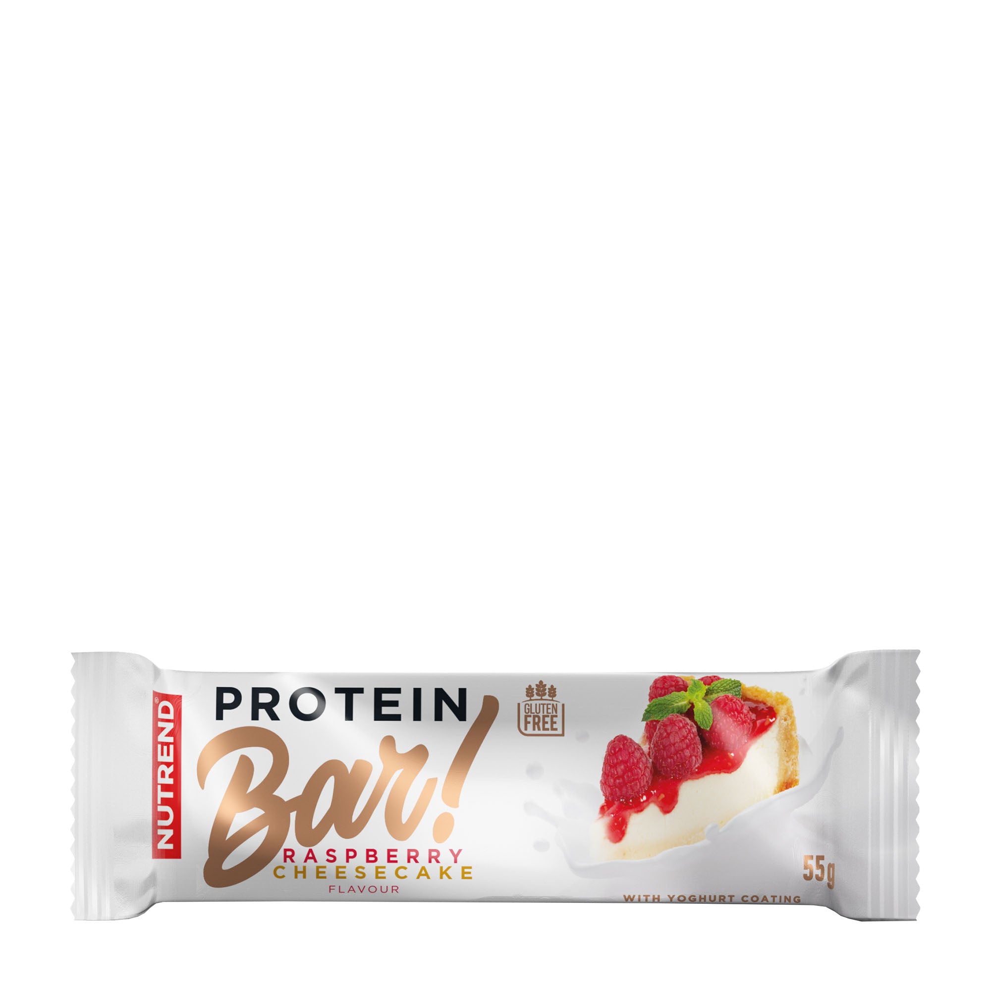 Nutrend Protein Bar Raspberry Cheesecake flavor on a white background