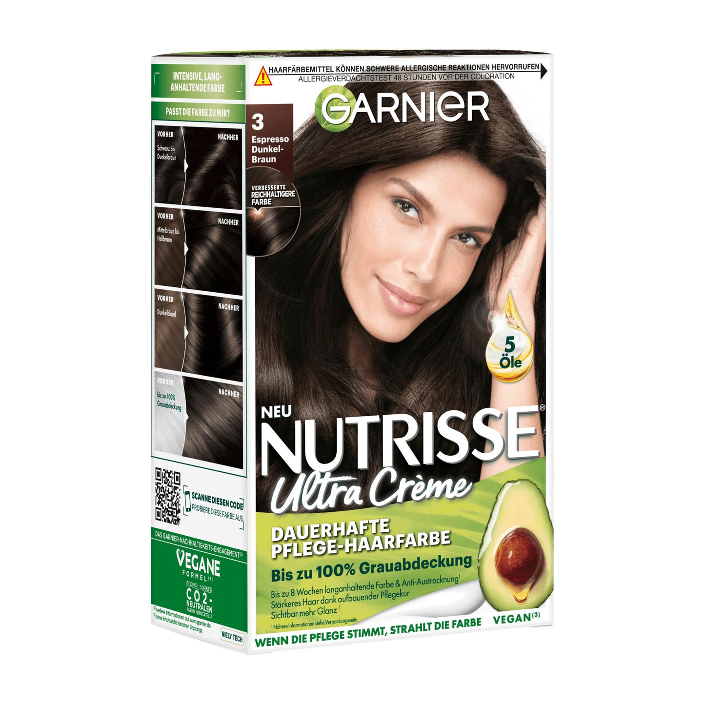 Garnier Nutrisse 3 Espresso Dunkelbraun permanente Haarfarbe